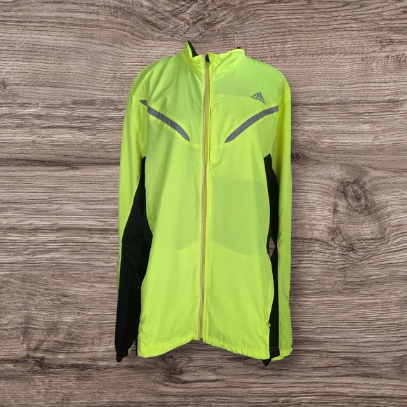 Adidas Bright Yellow  Windbreaker with Black Details Size XL - Picture 1 of 11